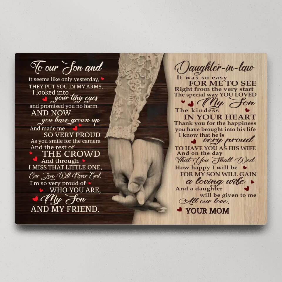 Love Message For Son And Daughter-in-law Custom Canvas Poster Wedding Gifts