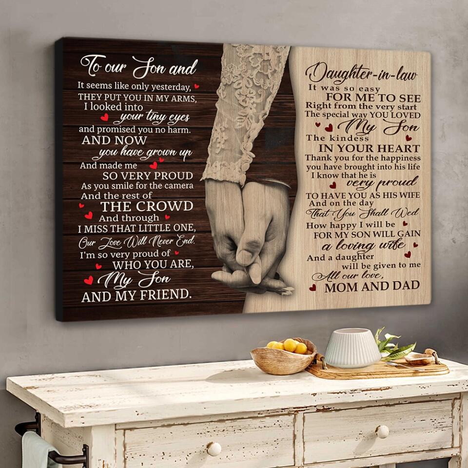Love Message For Son And Daughter-in-law Custom Canvas Poster Wedding Gifts