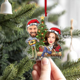 Couple on Christmas Vacation - Our First Christmas 2022 - Personalized Faces & Names - Custom Shape Acrylic Ornament - Best Christmas Gift for Her Him - Christmas Tree Hanging - 211ICNBNOR230