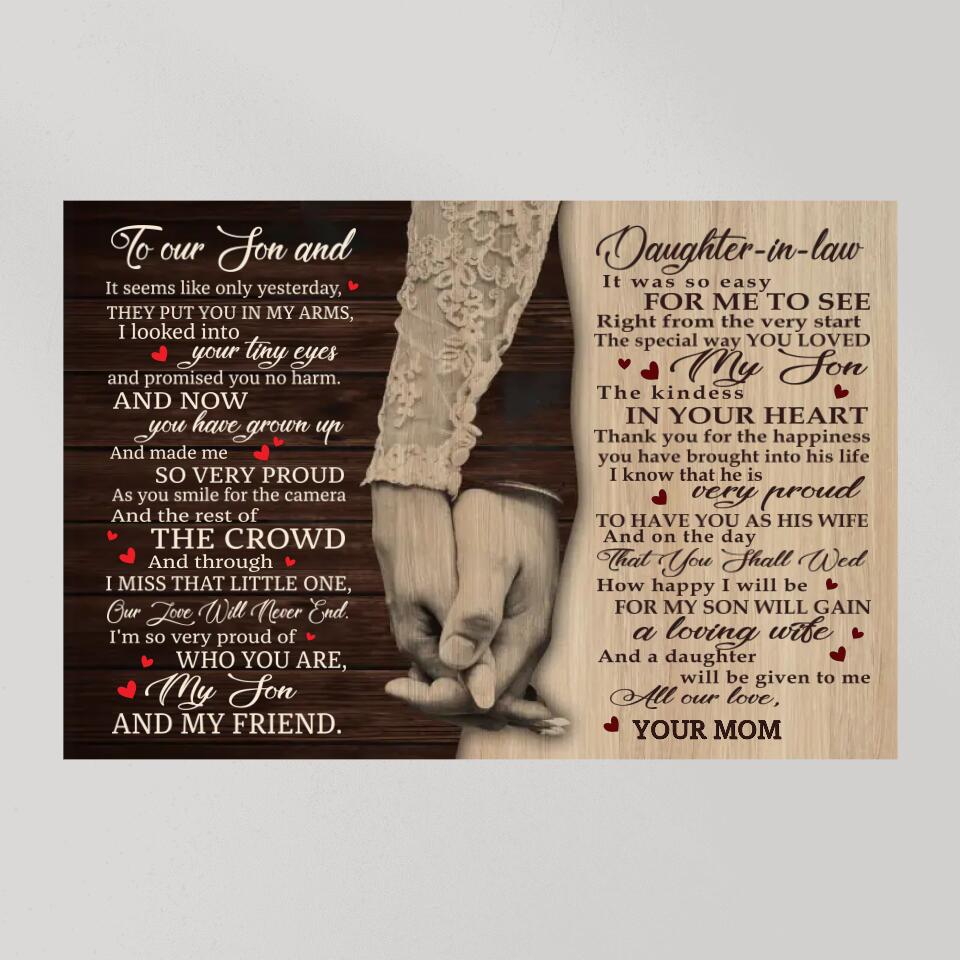 Love Message For Son And Daughter-in-law Custom Canvas Poster Wedding Gifts