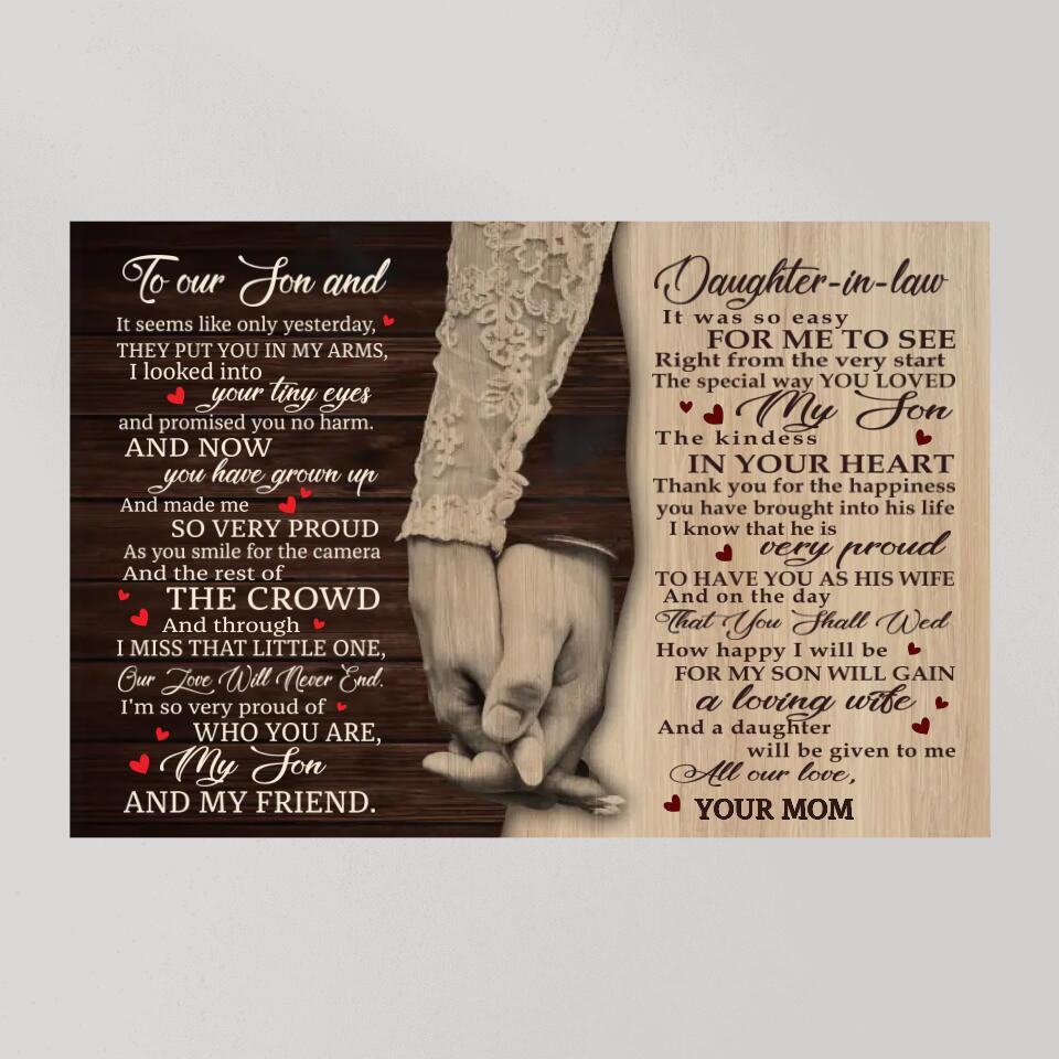 Love Message For Son And Daughter-in-law Custom Canvas Poster Wedding Gifts