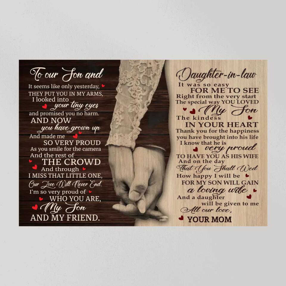 Love Message For Son And Daughter-in-law Custom Canvas Poster Wedding Gifts