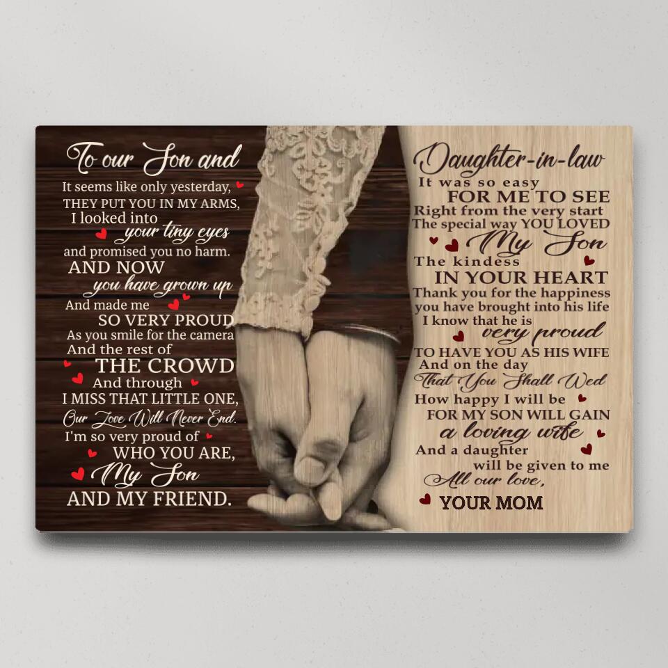 Love Message For Son And Daughter-in-law Custom Canvas Poster Wedding Gifts