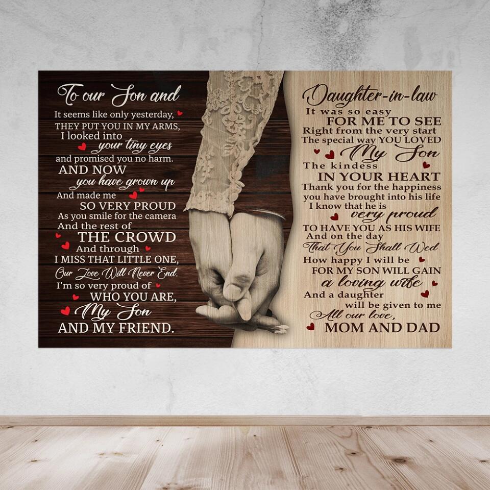 Love Message For Son And Daughter-in-law Custom Canvas Poster Wedding Gifts