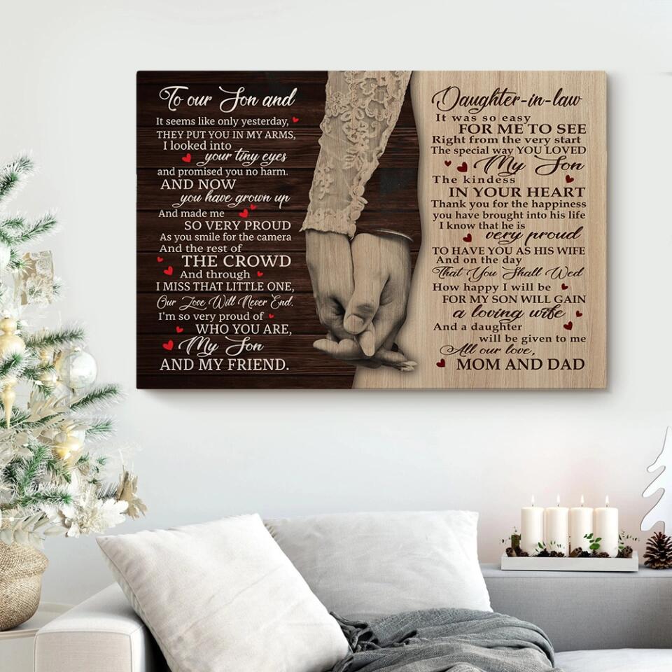 Love Message For Son And Daughter-in-law Custom Canvas Poster Wedding Gifts
