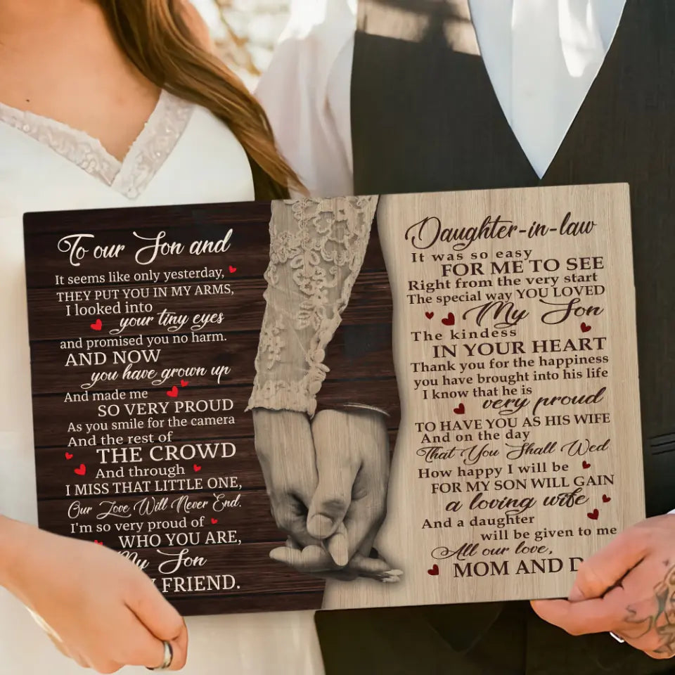 Love Message For Son And Daughter-in-law Custom Canvas Poster Wedding Gifts