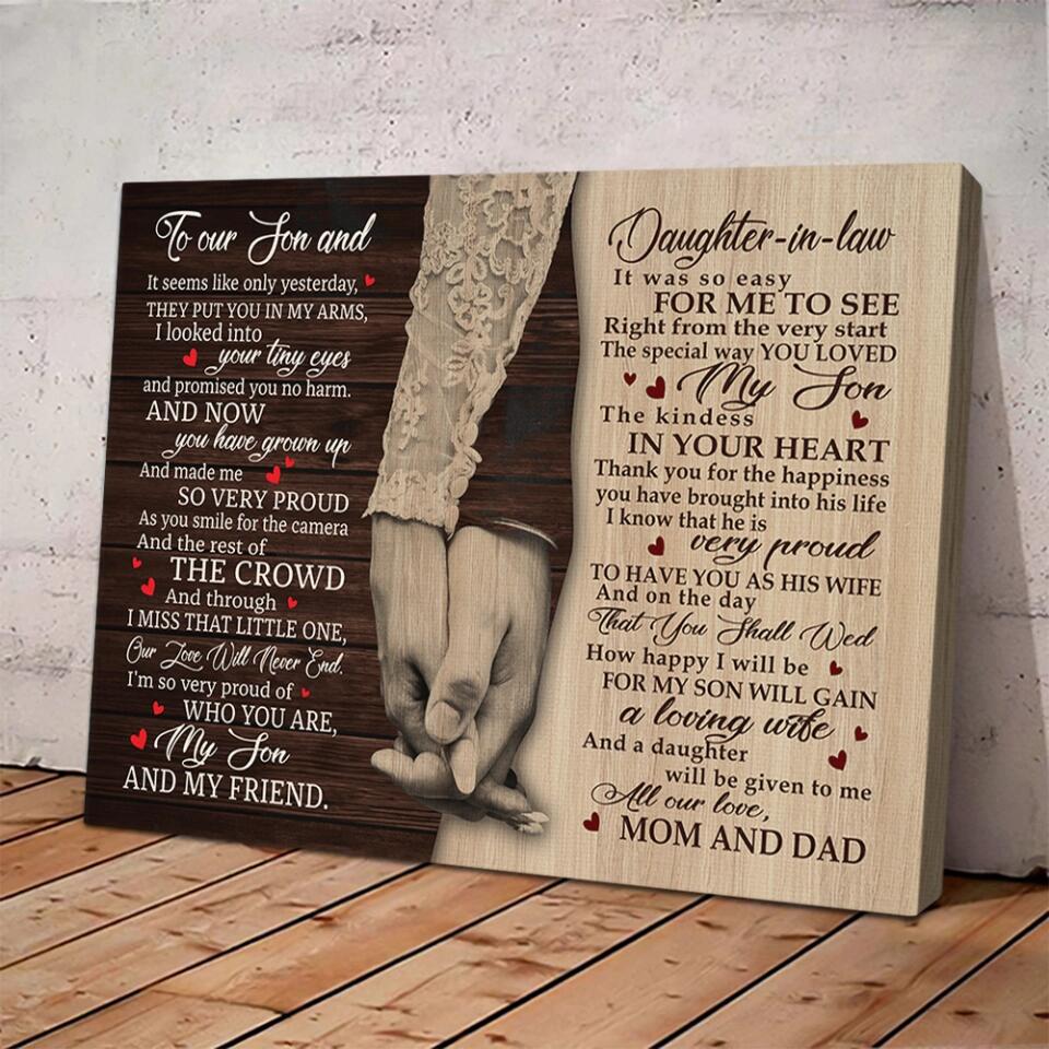 Love Message For Son And Daughter-in-law Custom Canvas Poster Wedding Gifts