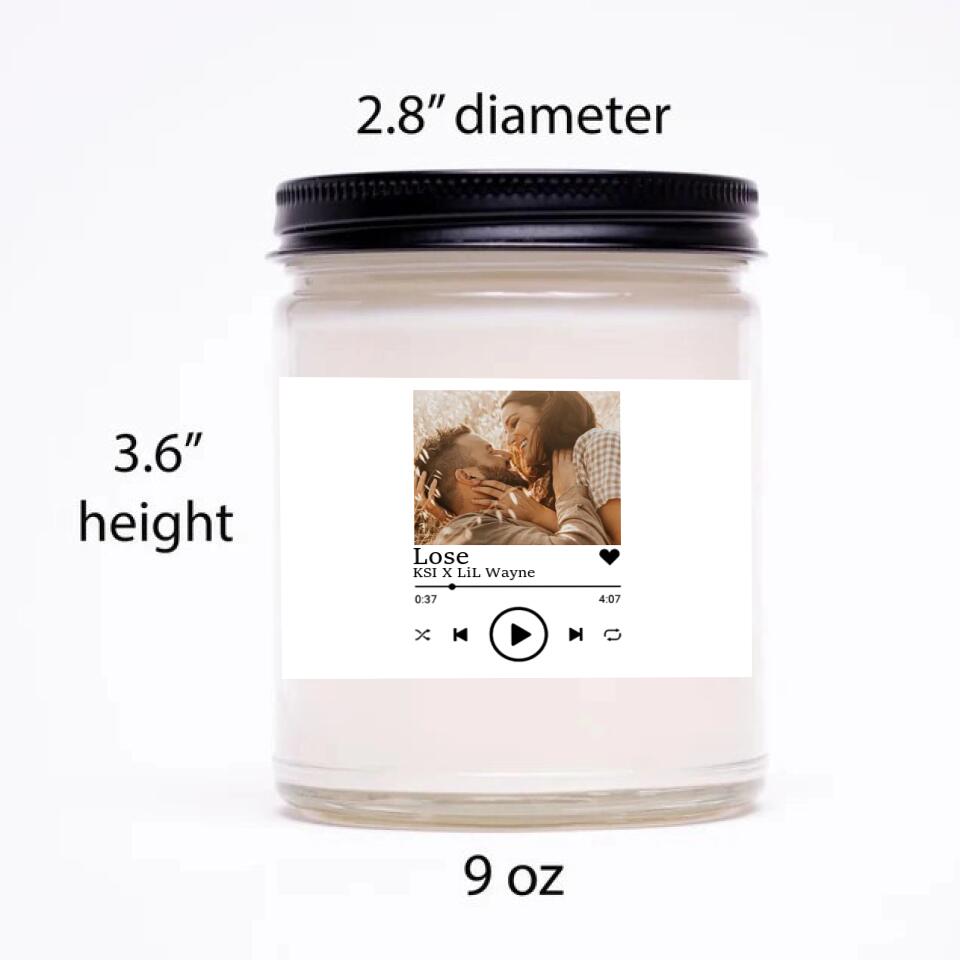 Custom Photo and Song Label Spotify Template - Personalized Scence Candle