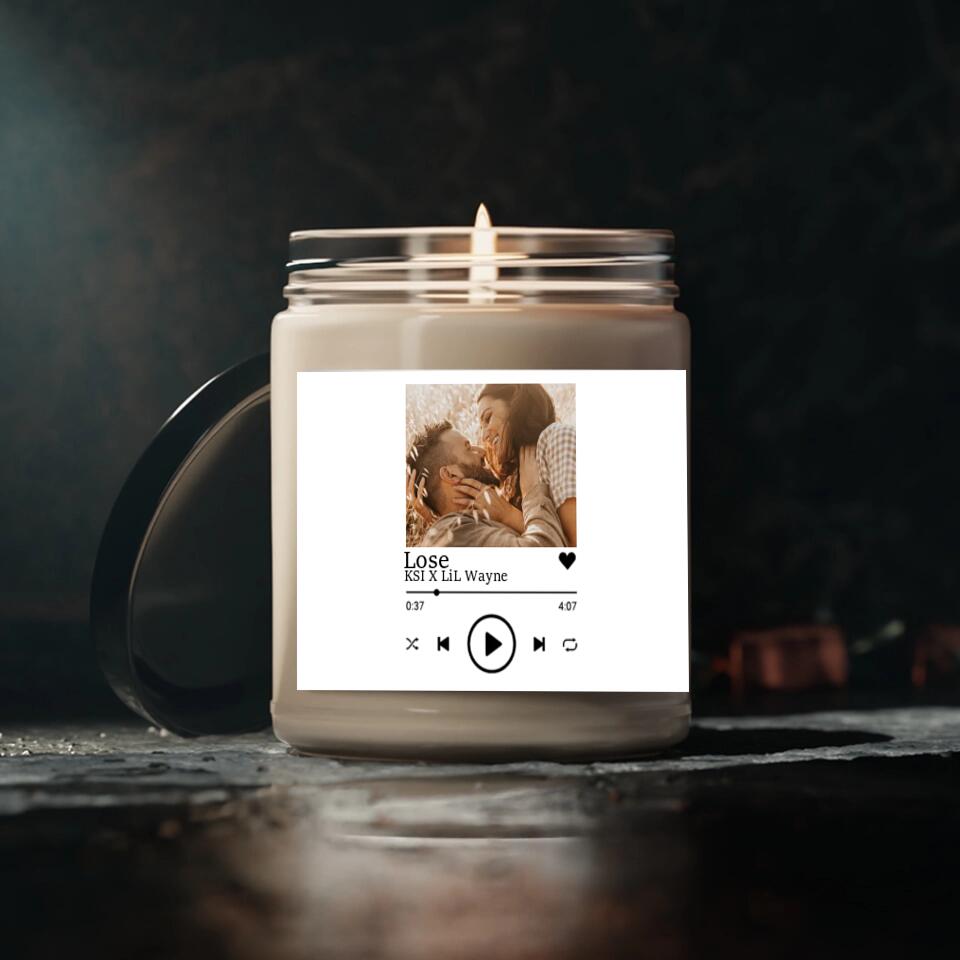Custom Photo and Song Label Spotify Template - Personalized Scence Candle