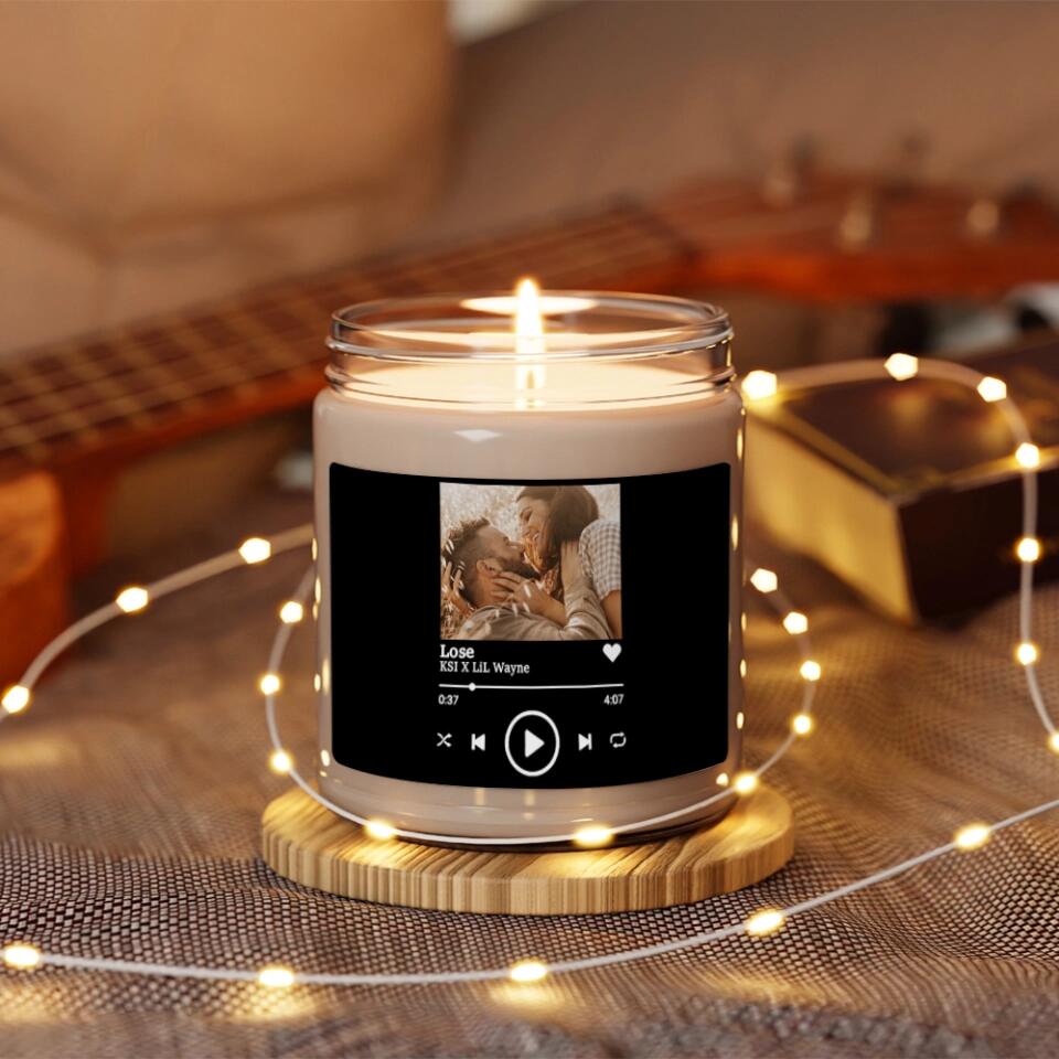 Custom Photo and Song Label Spotify Template - Personalized Scence Candle