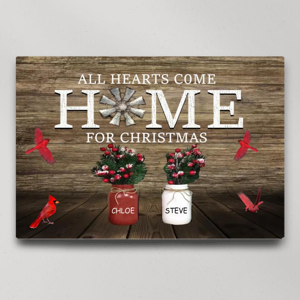 All Hearts Come Home For Christmas - Personalized Poster/Canvas - Memorial Gift For Family For Anniversary - Angel In Heaven - 211IHNVSCA868