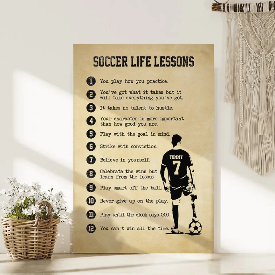 Soccer Life Lessons - Custom Names - Personalized Number - Canvas/Poster - Best Christmas Gift for Soccer Player Lover Fan - for Sport Lovers - Wall Decoration - 212ICNNPCA306