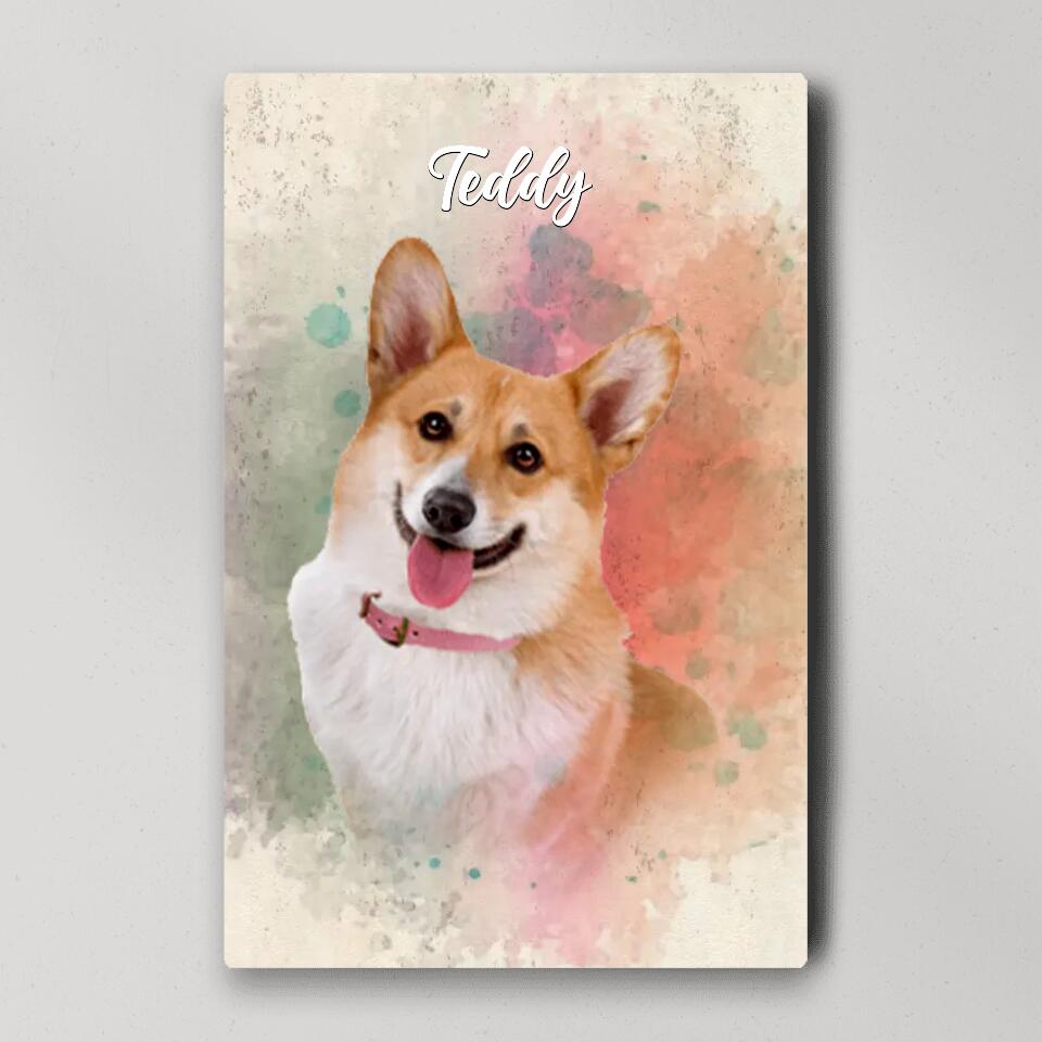 Dog Portrait Watercolor Print Custom Canvas Poster Gift For Dog Lovers