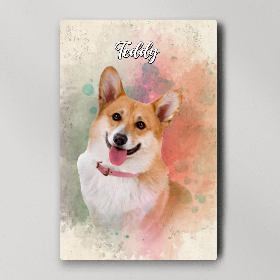 Dog Portrait Watercolor Print Custom Canvas Poster Gift For Dog Lovers