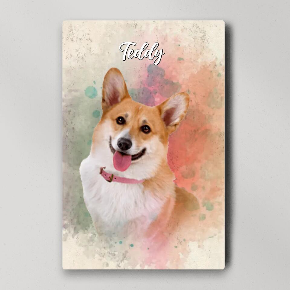 Dog Portrait Watercolor Print Custom Canvas Poster Gift For Dog Lovers