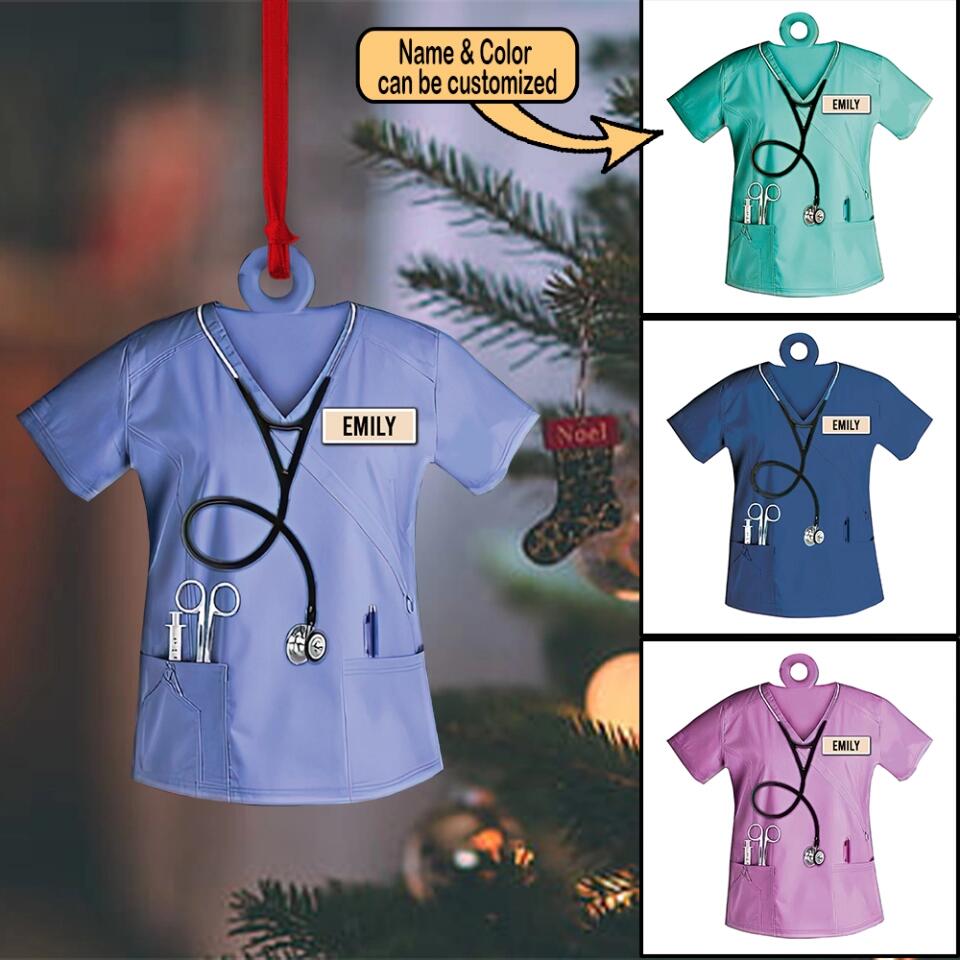 Personalized Nurse Uniform with Name - Custom Shape Ornament - Best Gift for Nurses - Hanging Decorations