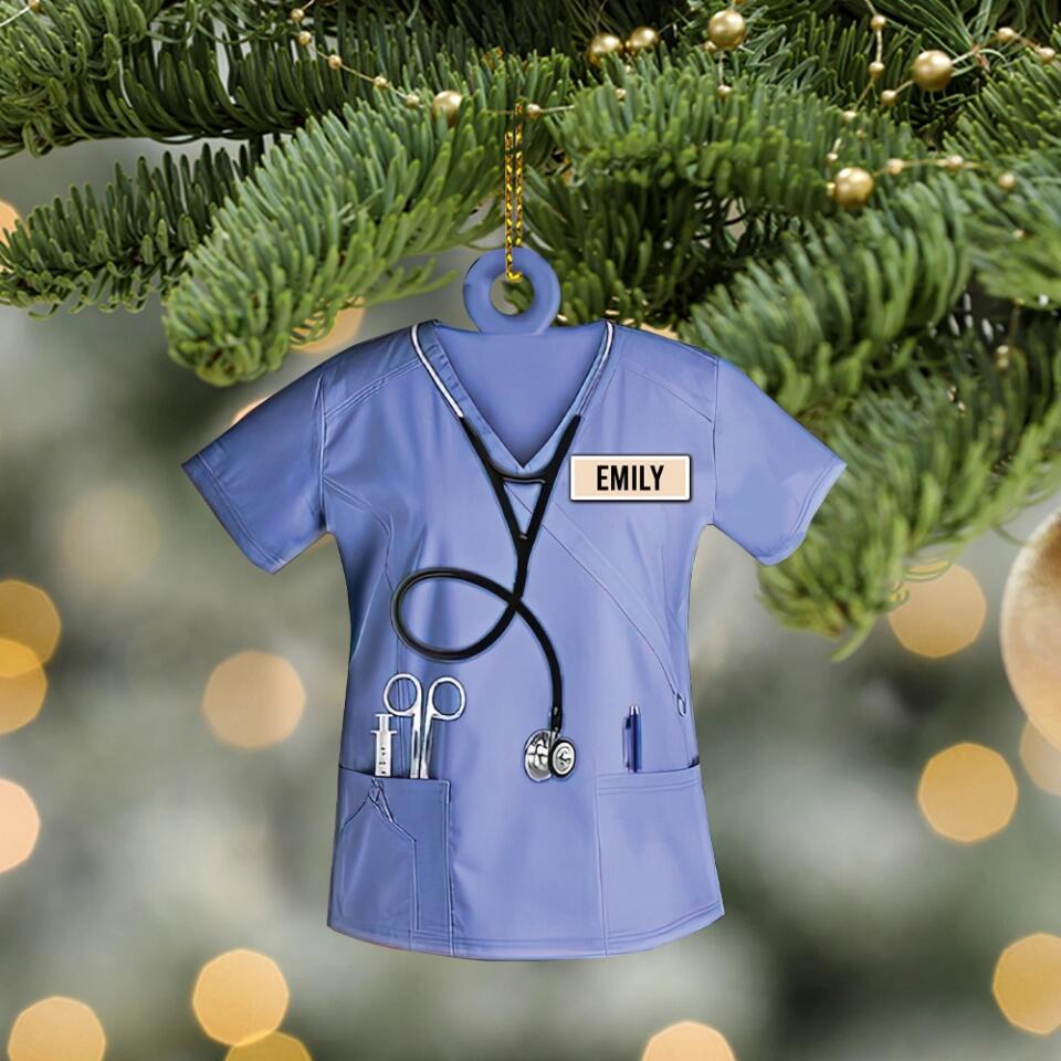 Personalized Nurse Uniform with Name - Custom Shape Ornament - Best Gift for Nurses - Hanging Decorations
