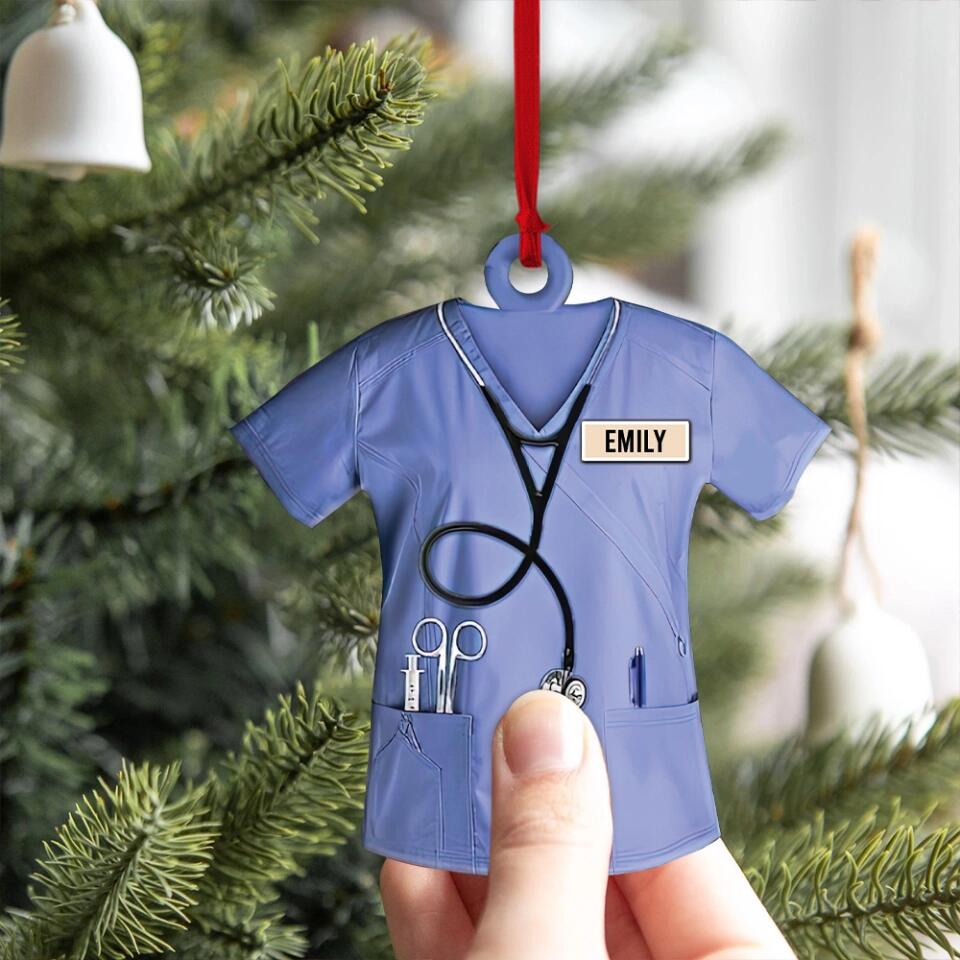 Personalized Nurse Uniform with Name - Custom Shape Ornament - Best Gift for Nurses - Hanging Decorations