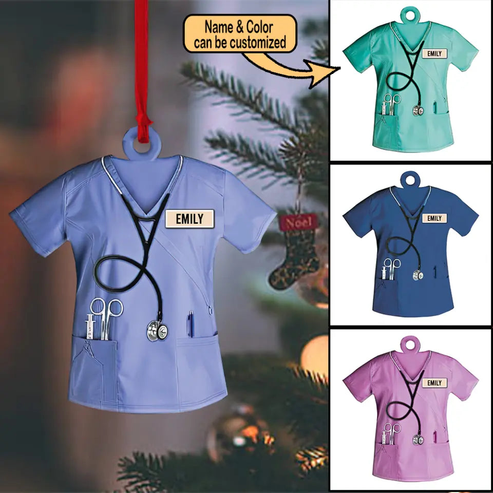 Personalized Nurse Uniform with Name - Custom Shape Ornament - Best Gift for Nurses - Hanging Decorations