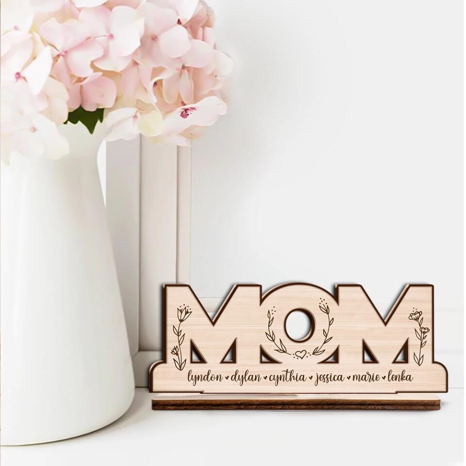 Mom We Love You - Personalized Wooden Plaque - Best Gift For Mom From Children Gift For Her For Mother On Anniversary- Best Meaningful Home Decor - 211IHPNPWP564