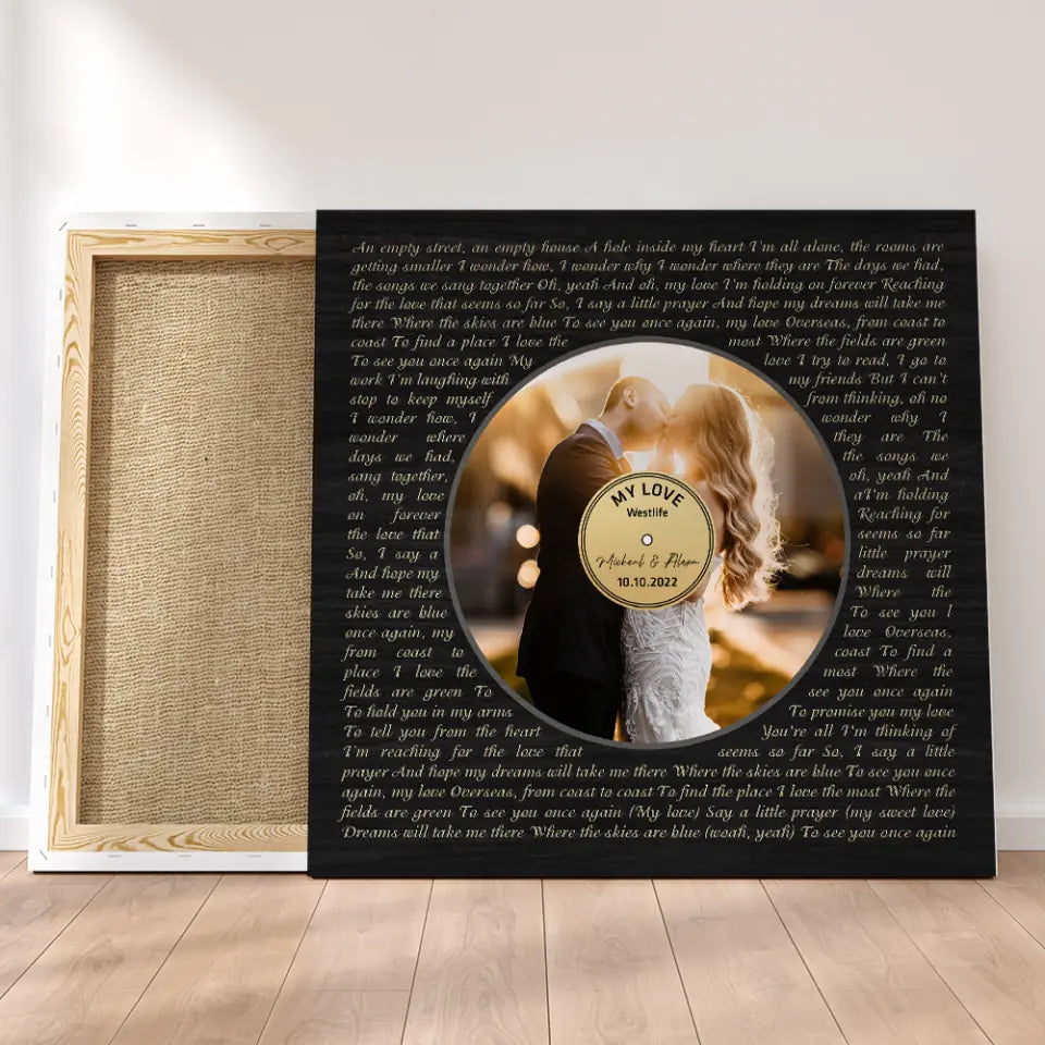 Vinyl Player Custom Lyrics and Song - Personalized Canvas Poster - Best Anniversary Gifts For Couple Husband Wife Parents Boyfriend Girlfriend - 210IHPNPCA370