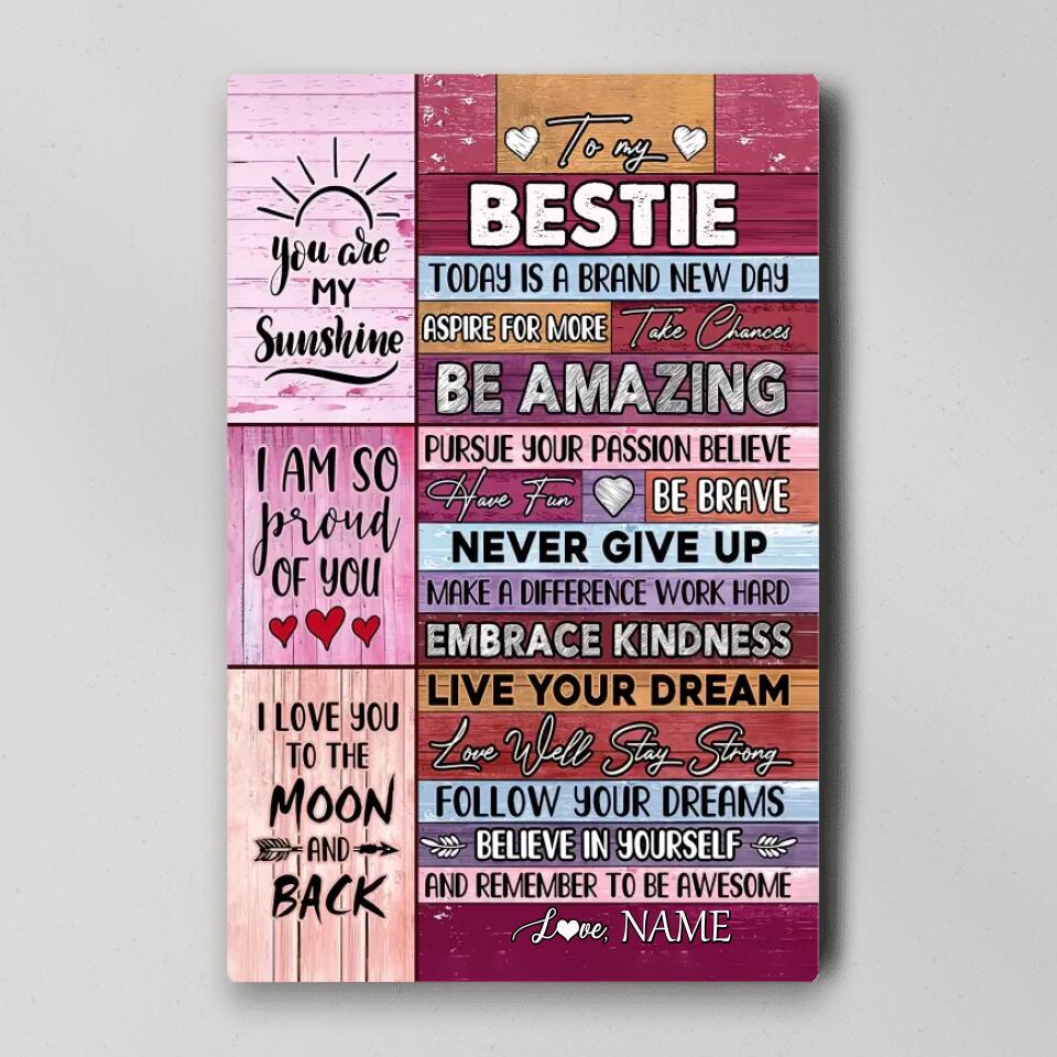 To My Bestie You're My Sunshine Custom Canvas Poster Anniversary Gift For Besties