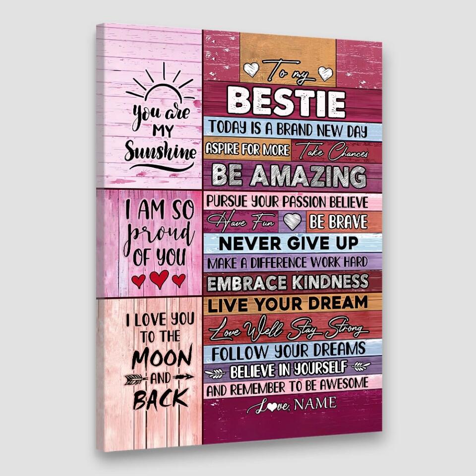To My Bestie You're My Sunshine Custom Canvas Poster Anniversary Gift For Besties