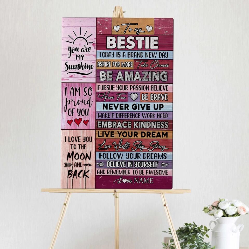 To My Bestie You're My Sunshine Custom Canvas Poster Anniversary Gift For Besties
