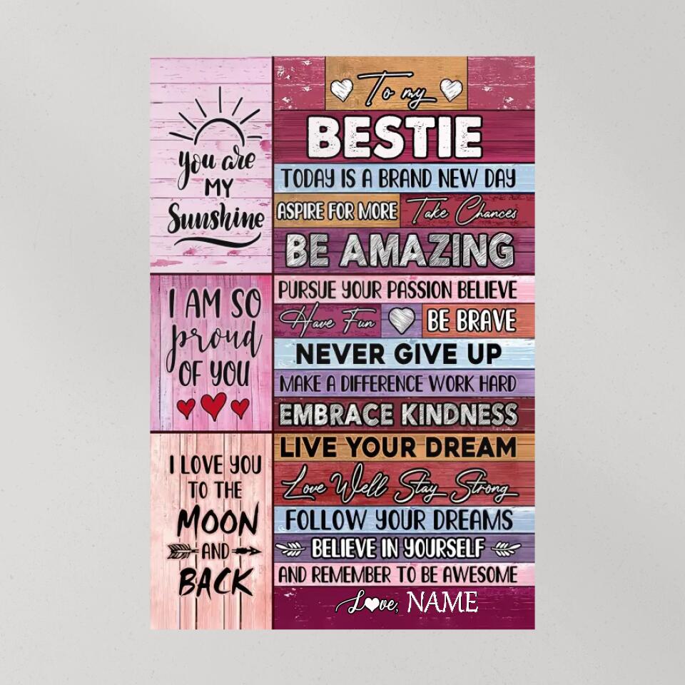 To My Bestie You're My Sunshine Custom Canvas Poster Anniversary Gift For Besties