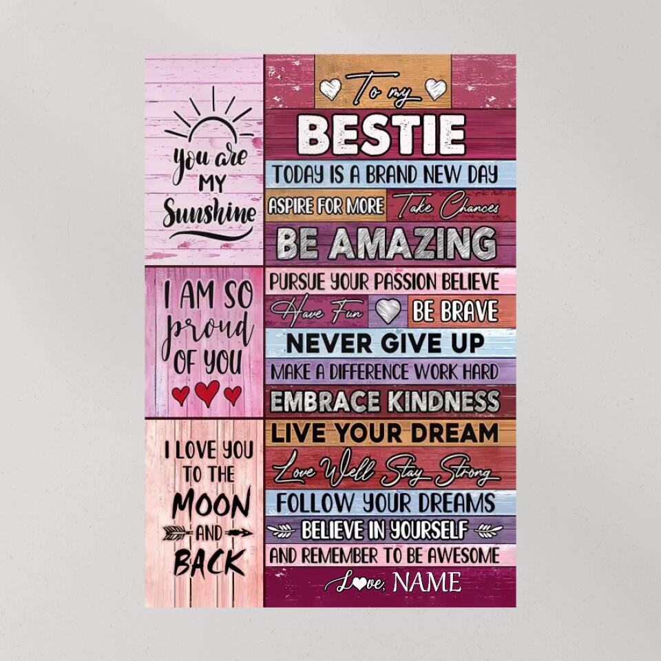 To My Bestie You're My Sunshine Custom Canvas Poster Anniversary Gift For Besties