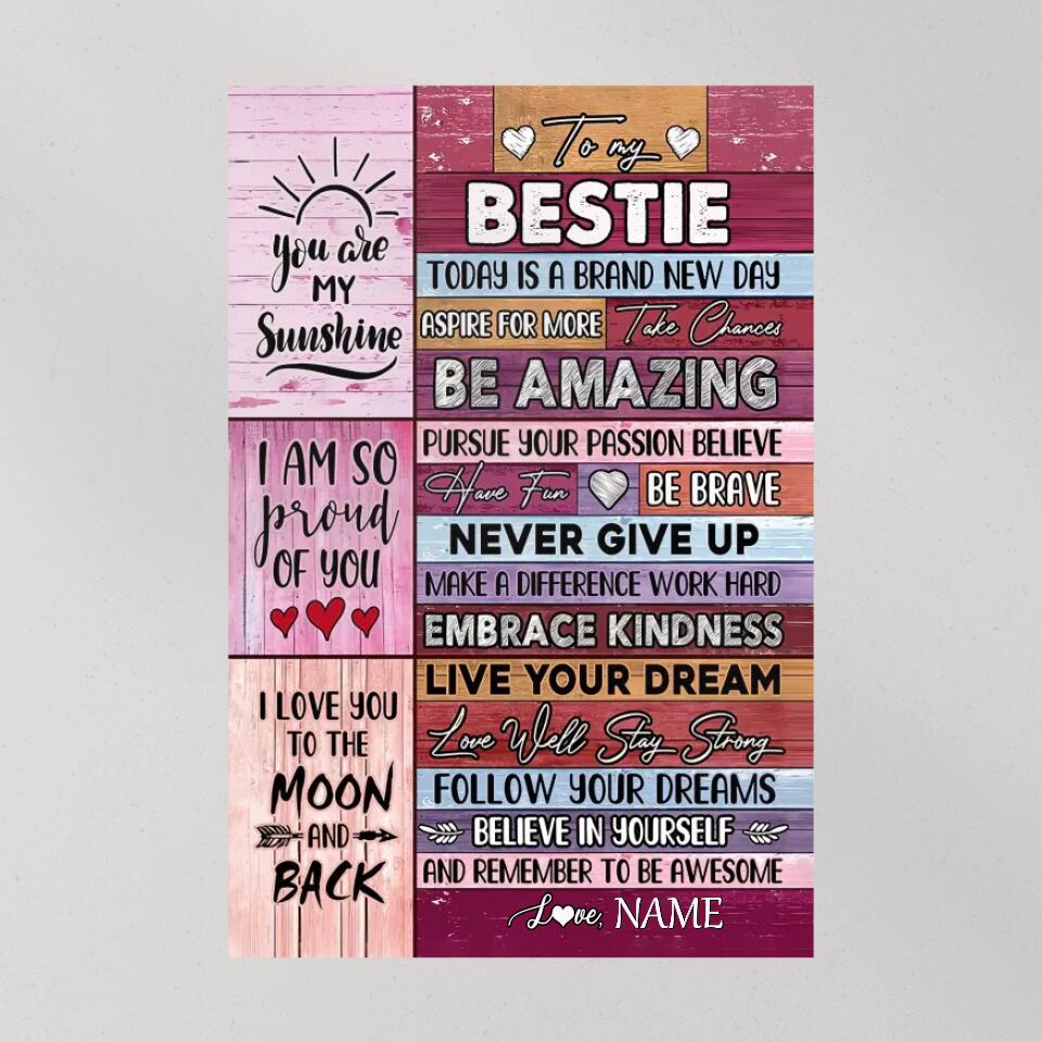 To My Bestie You're My Sunshine Custom Canvas Poster Anniversary Gift For Besties