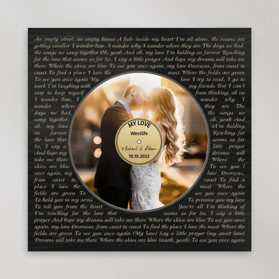 Vinyl Player Custom Lyrics and Song - Personalized Home Art Decor - Best Anniversary Gifts For Couple Husband Wife Parents Boyfriend Girlfriend - 210IHPNPCA370