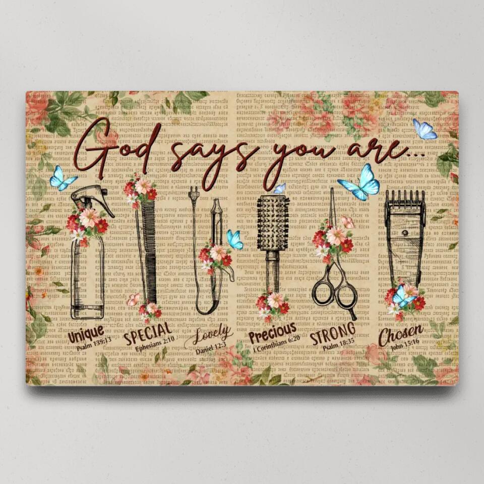 God Says You Are Hairdresser Custom Canvas Poster Confirmation Gifts