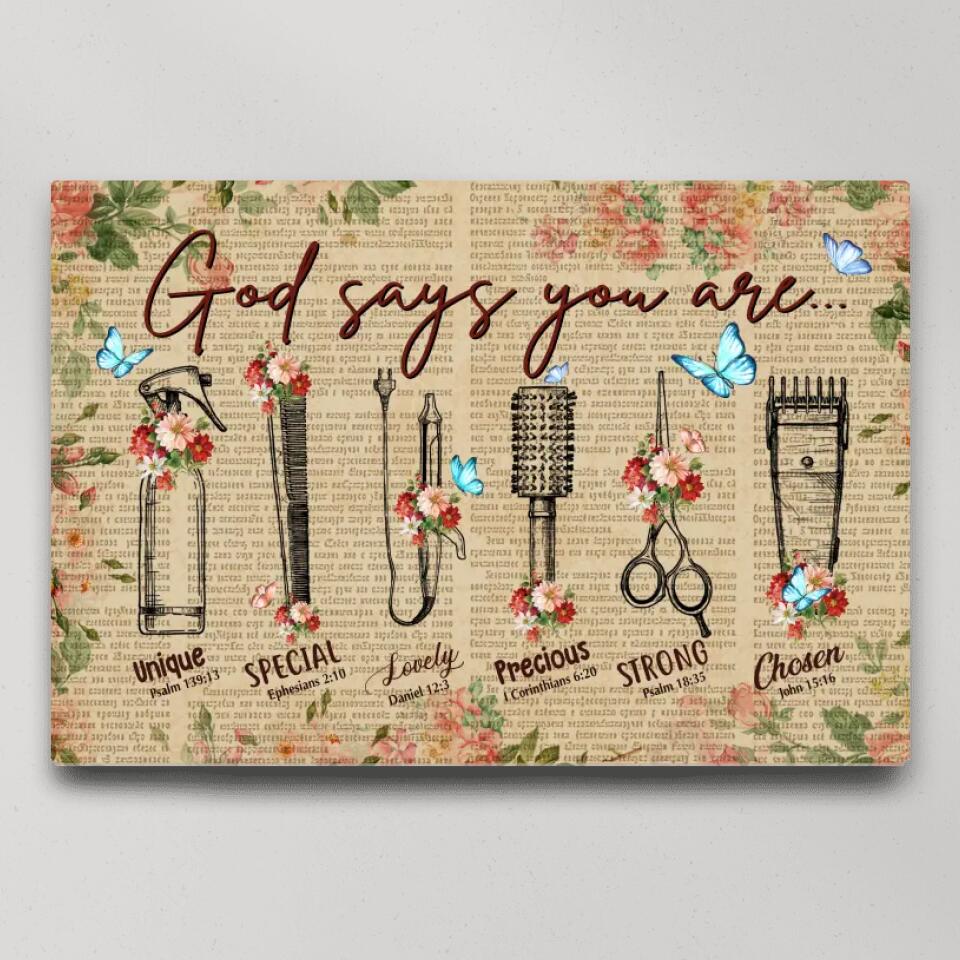 God Says You Are Hairdresser Custom Canvas Poster Confirmation Gifts