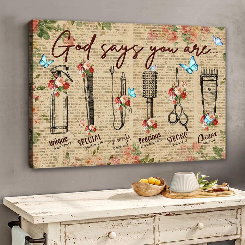 God Says You Are Hairdresser Custom Canvas Poster Confirmation Gifts