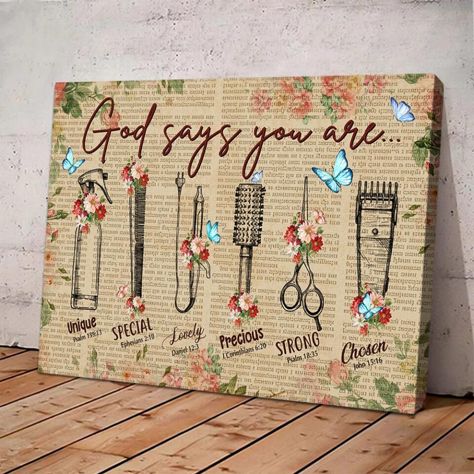 God Says You Are Hairdresser Custom Canvas Poster Confirmation Gifts