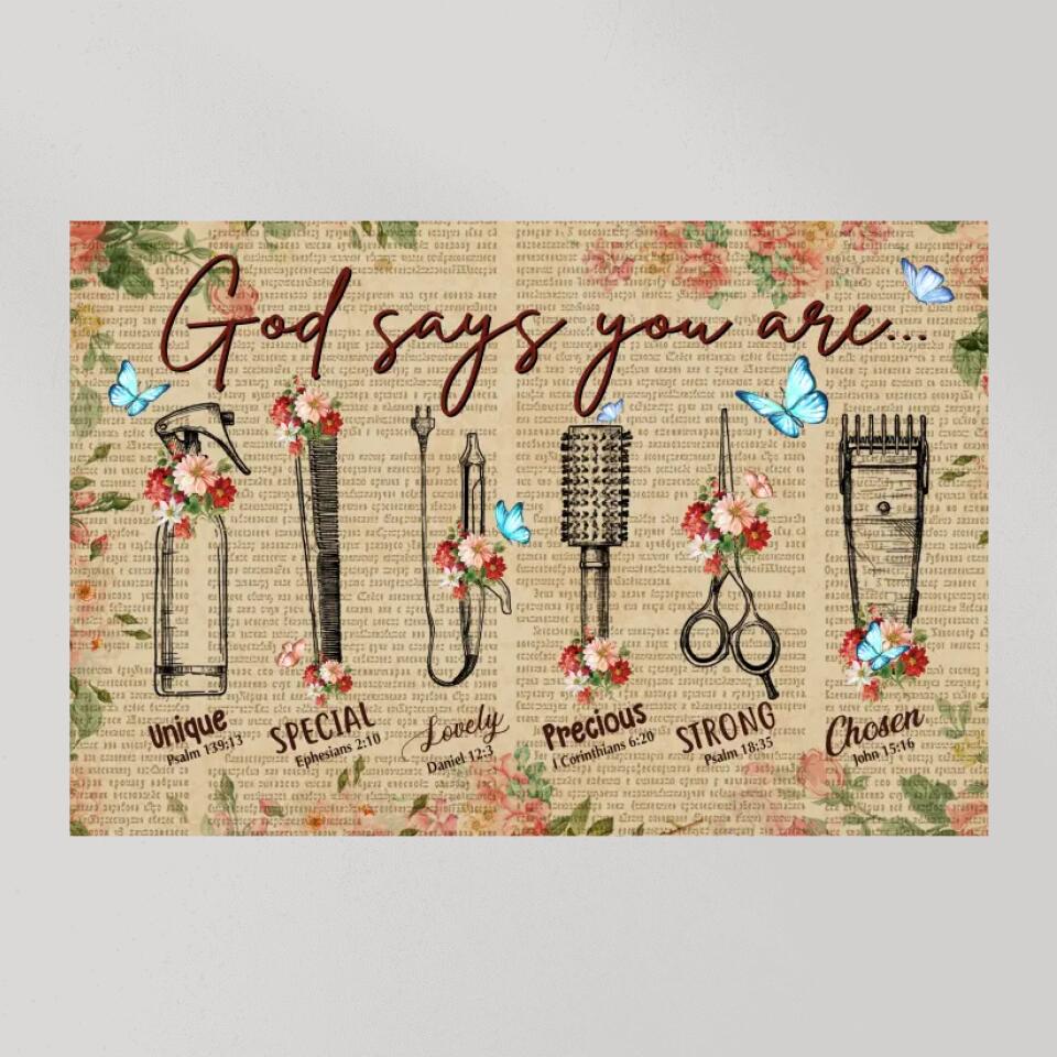God Says You Are Hairdresser Custom Canvas Poster Confirmation Gifts