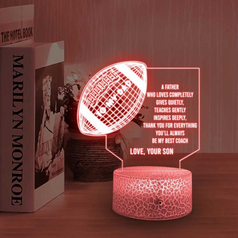 To My Dad Football Dad Best Coach Custom 3D Light Father's Day Gifts