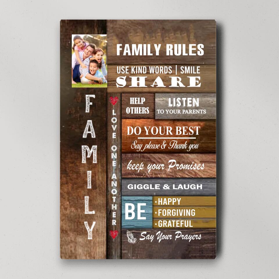 Family Rules Wall Art Custom Canvas Poster Christmas Gift For Family