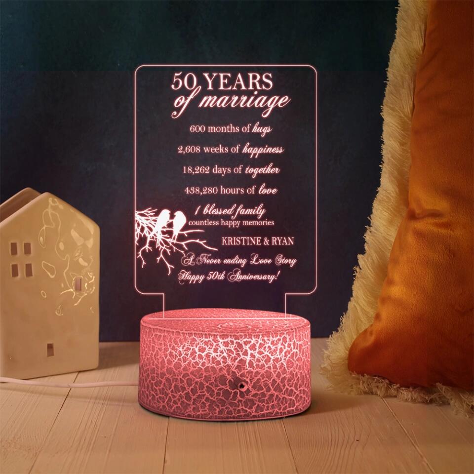 50 Years Of Marriage, A Never Ending Of Love Story - Personalized 3d Led Light - 50th Anniversary Gift