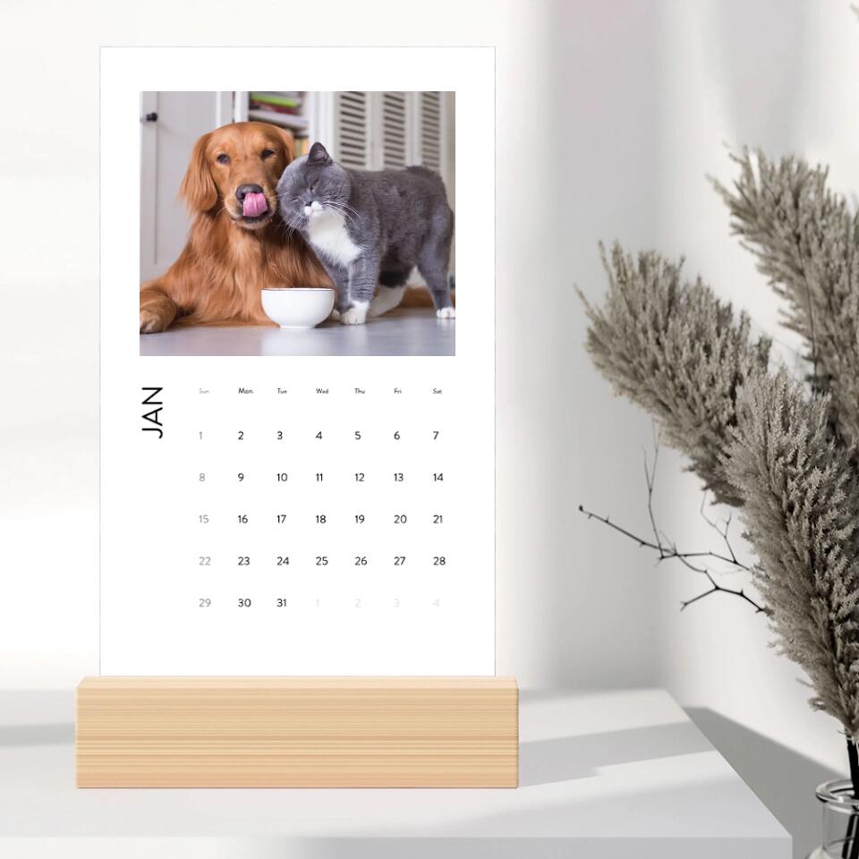 Happy New Year 2023 With Pets Personalized Vertical Desk Calendar