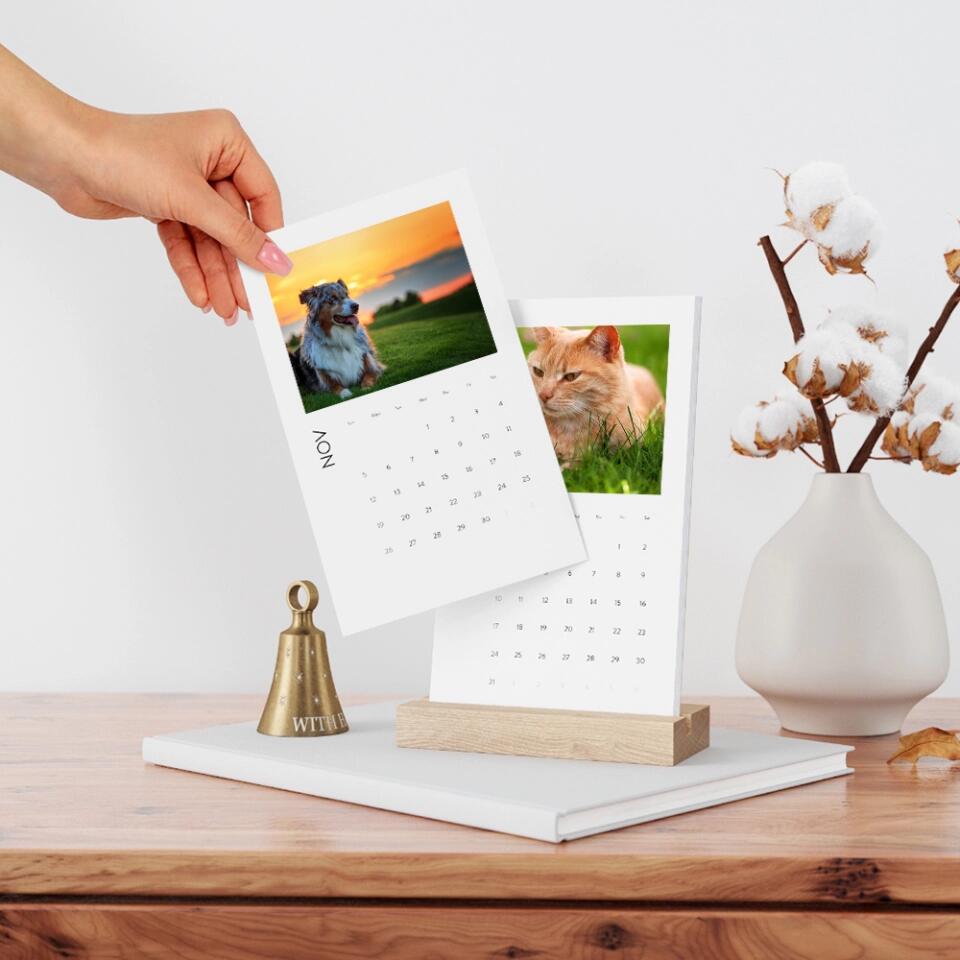 Happy New Year 2023 With Pets Personalized Vertical Desk Calendar