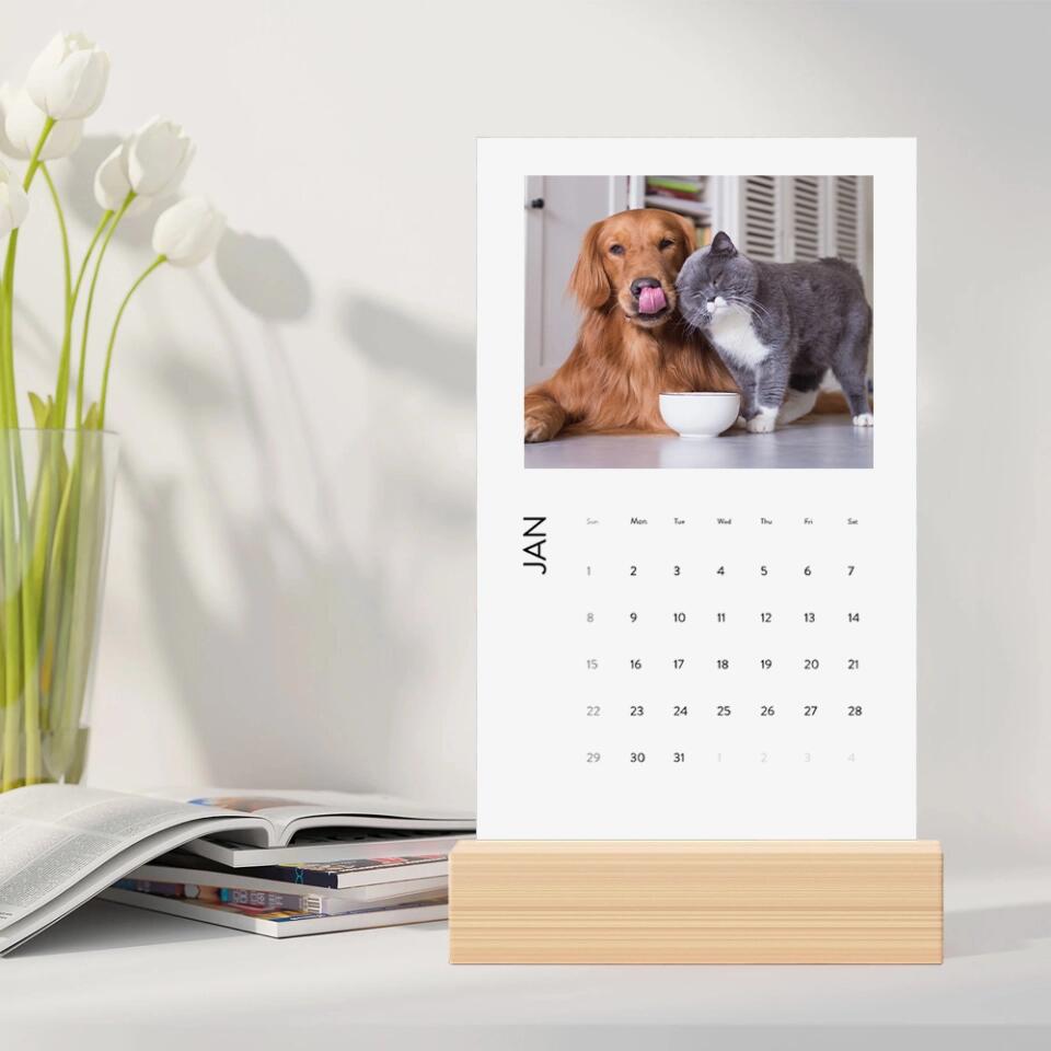 Happy New Year 2023 With Pets Personalized Vertical Desk Calendar