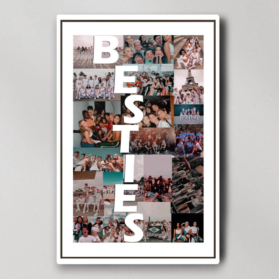 Friends Photo Collage Custom Canvas Poster Anniversary Gift For Friends