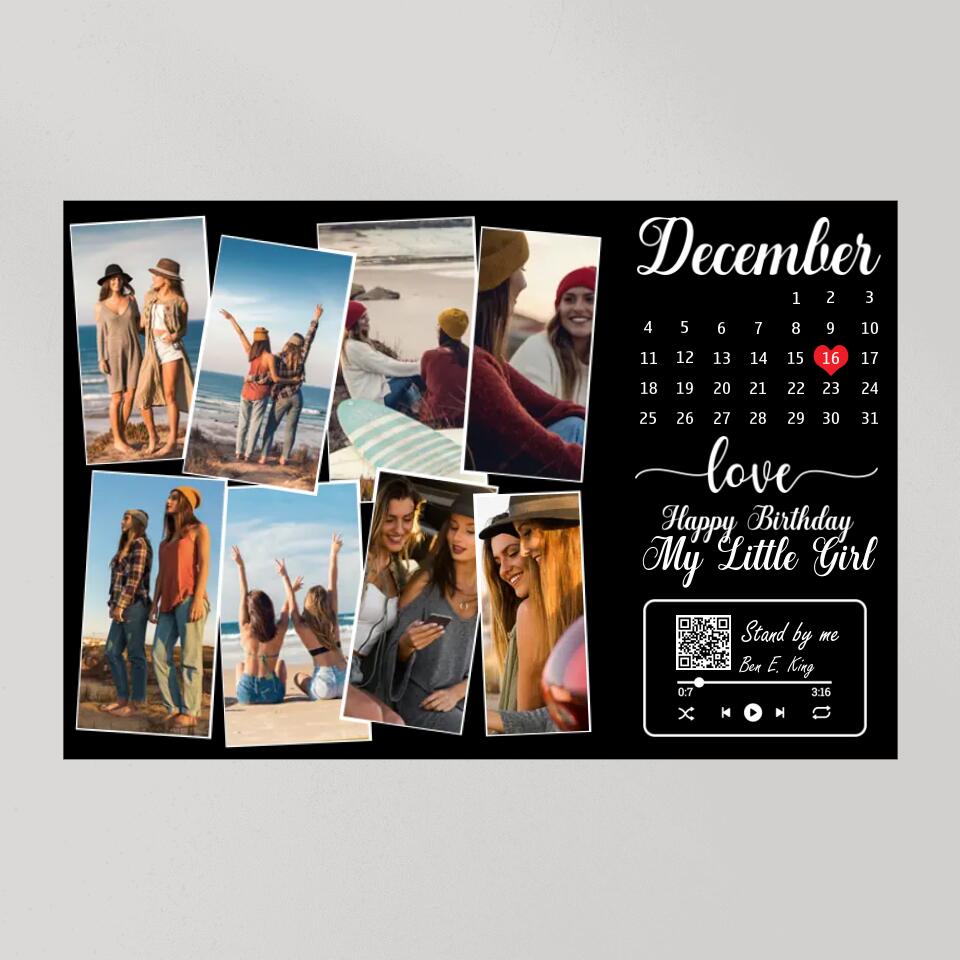 Happy Birthday My Little Girl Custom Canvas Poster Birthday Gift For Daughter