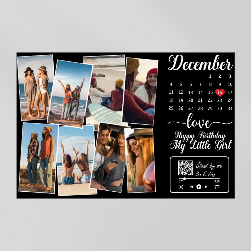 Happy Birthday My Little Girl Custom Canvas Poster Birthday Gift For Daughter