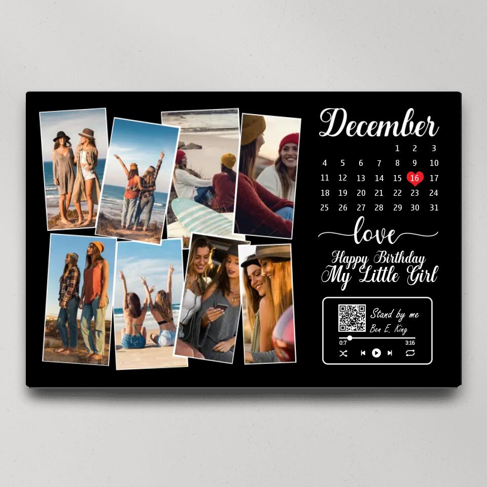 Happy Birthday My Little Girl Custom Canvas Poster Birthday Gift For Daughter