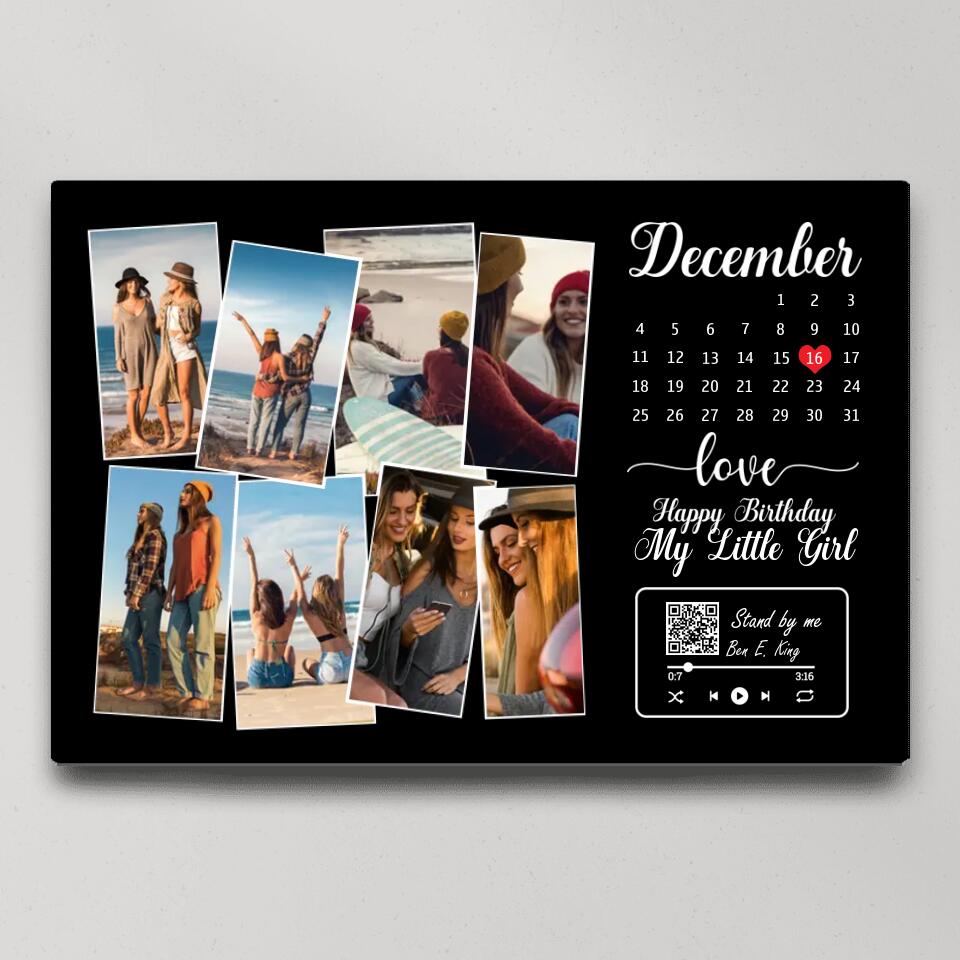 Happy Birthday My Little Girl Custom Canvas Poster Birthday Gift For Daughter