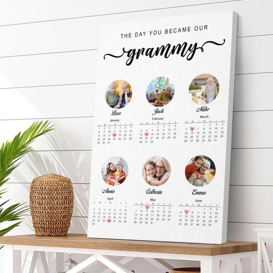 The Day You Became Our Grammy Kids Birthday Custom Canvas Poster Anniversary Gift For Grandparents
