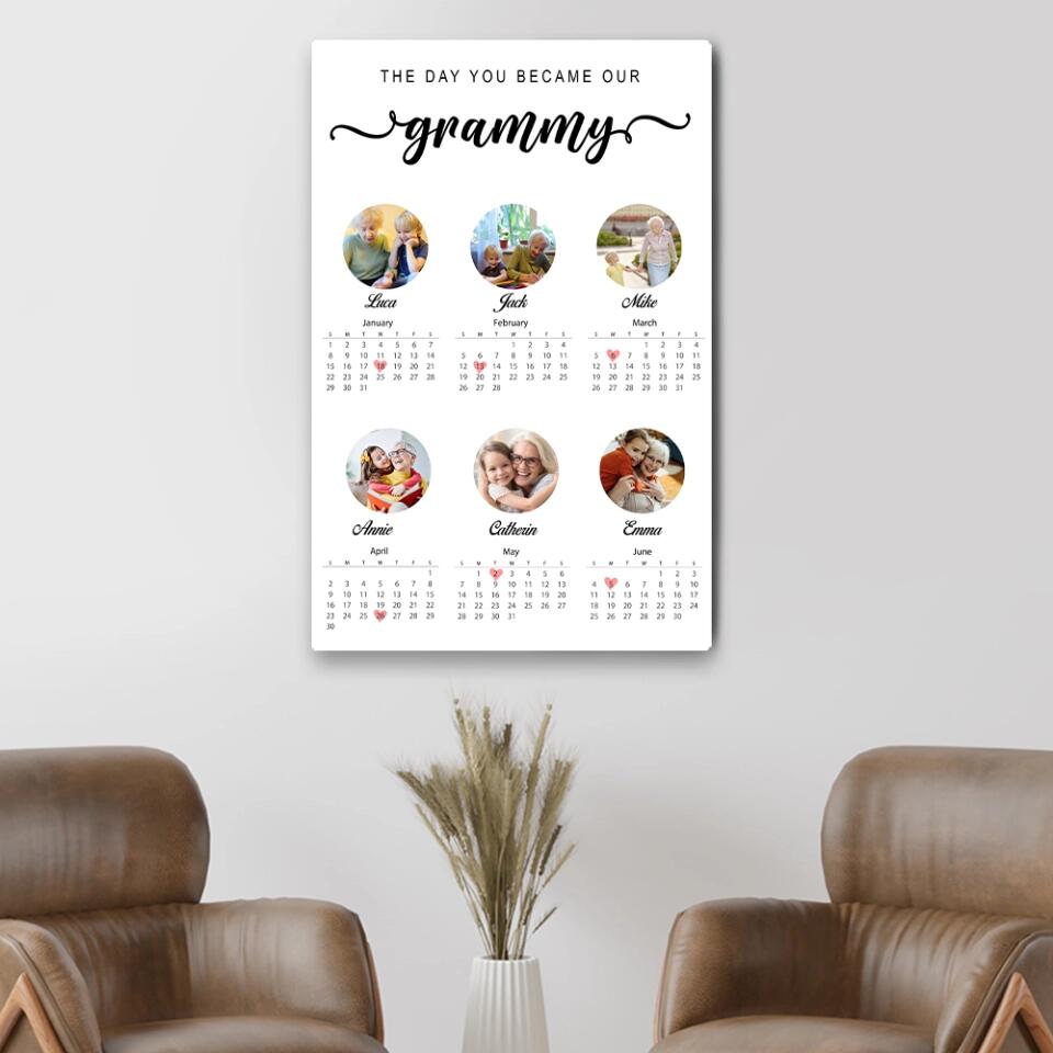 The Day You Became Our Grammy Kids Birthday Custom Canvas Poster Anniversary Gift For Grandparents
